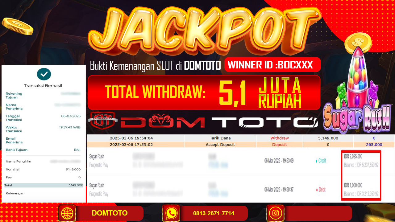 JACKPOT SLOT SUGAR RUSH 06 MARET 2025